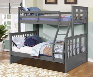 80.5" X 41.5-57.5" X 70.25" Grey Manufactured Wood and  Solid Wood Twin or Full Bunk Bed