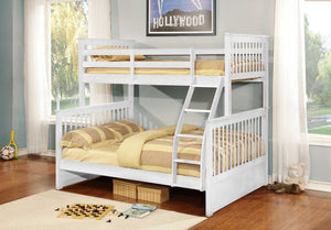 80.5" X 41.5-57.5" X 70.25" White Manufactured Wood and  Solid Wood Twin or Full Bunk Bed