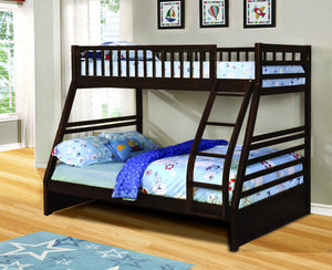 78.75" X 42.5-57.25" X 65" Brown Manufactured Wood and  Solid Wood Twin or Full Bunk Bed