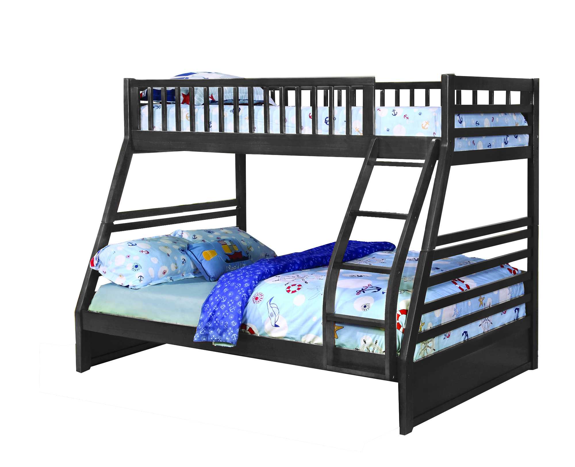 78.75" X 42.5-57.25" X 65" Grey Manufactured Wood and  Solid Wood Twin or Full Bunk Bed