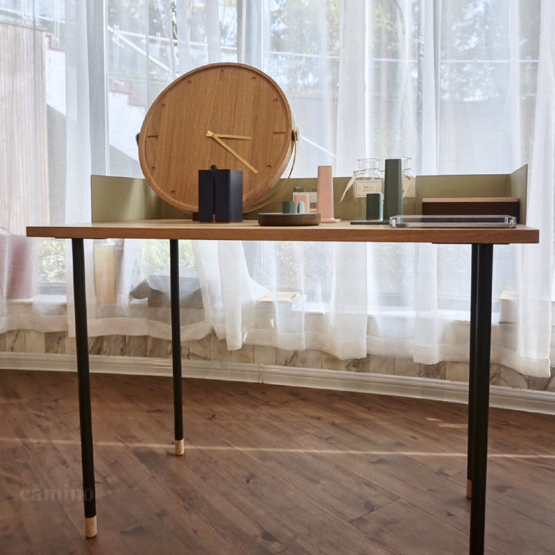83.6" x 83.6" x 60" Beige Veneer Steel Desk