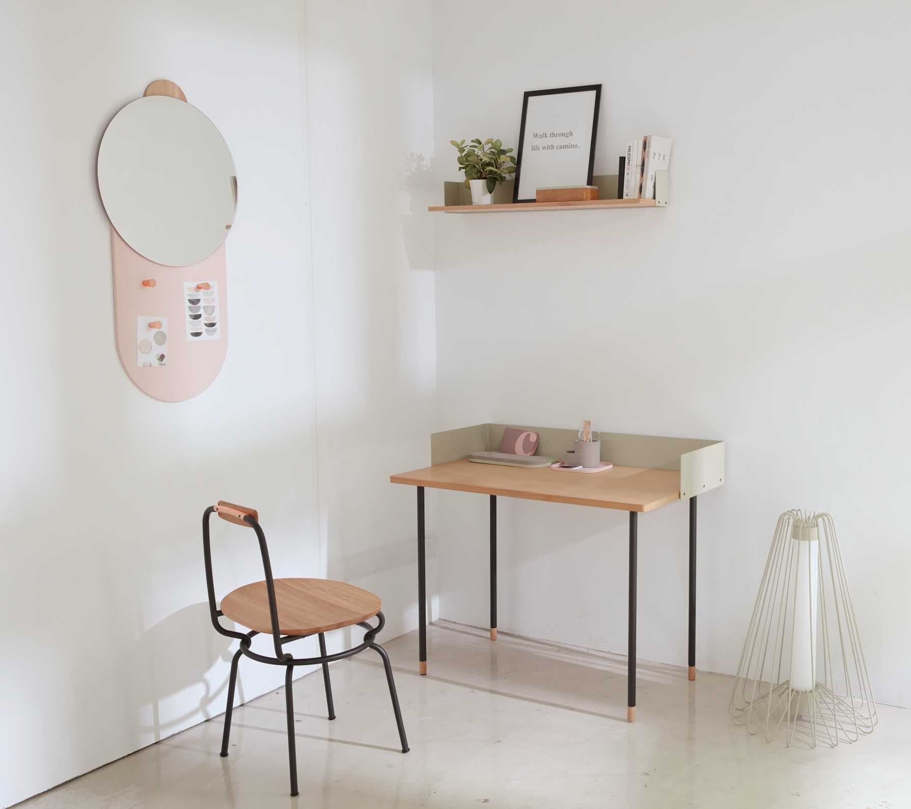83.6" x 83.6" x 60" Beige Veneer Steel Desk