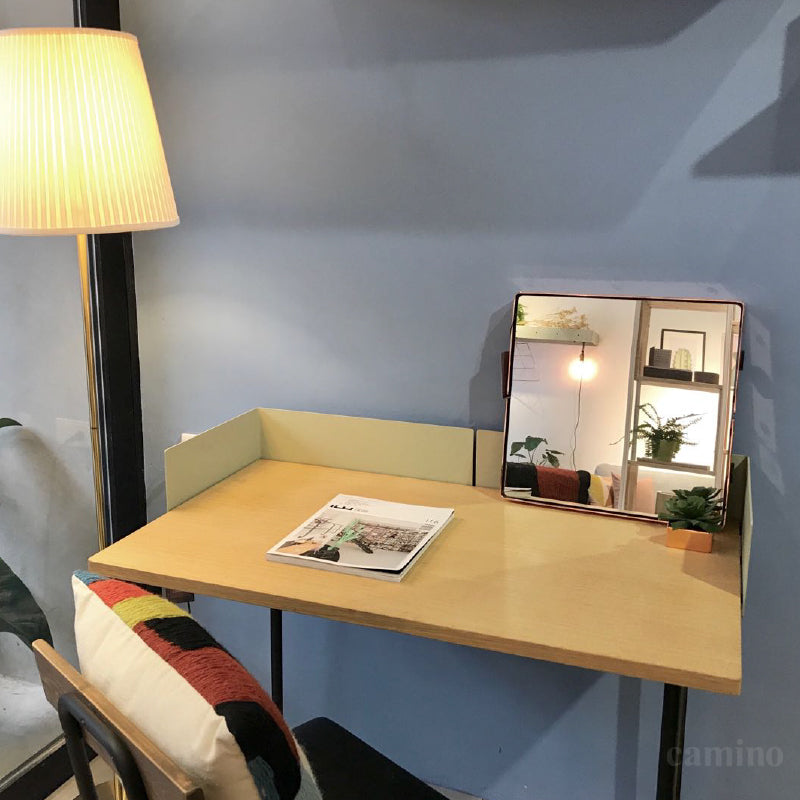 83.6" x 83.6" x 60" Beige Veneer Steel Desk
