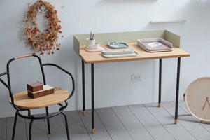 83.6" x 83.6" x 60" Beige Veneer Steel Desk