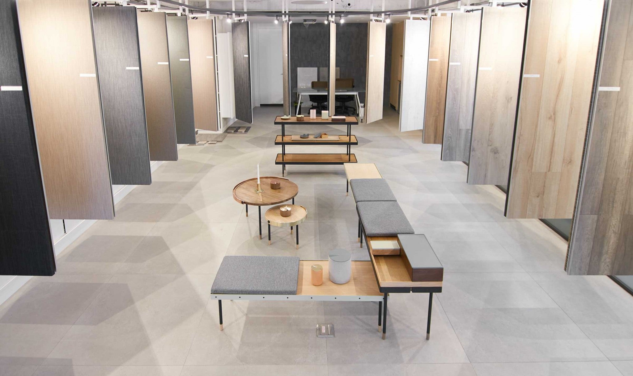 31.8" x 31.8" x 40" Beige Veneer Low Bench