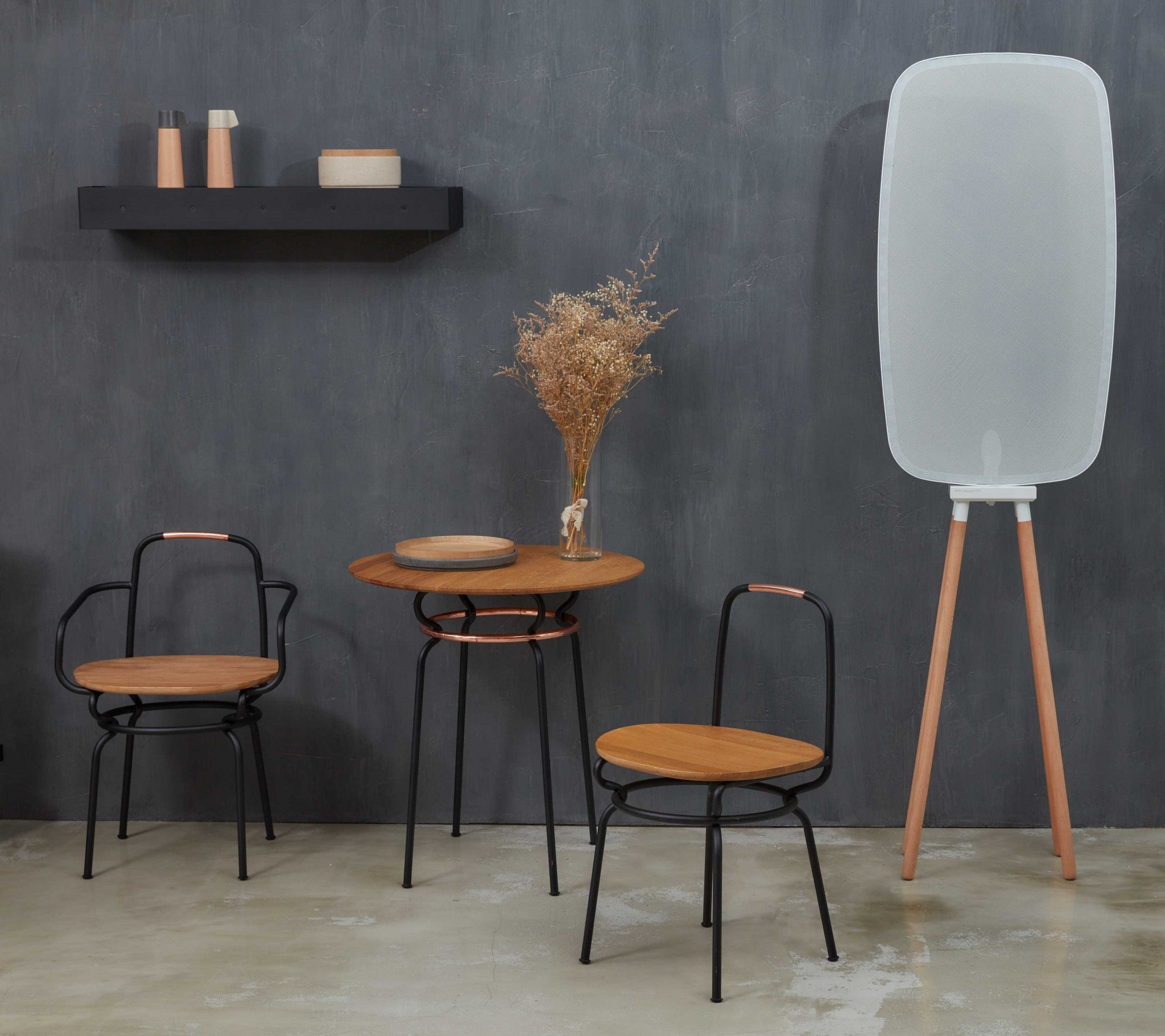 48" x 67" x 48" Smoke Steel  Floor Lamp