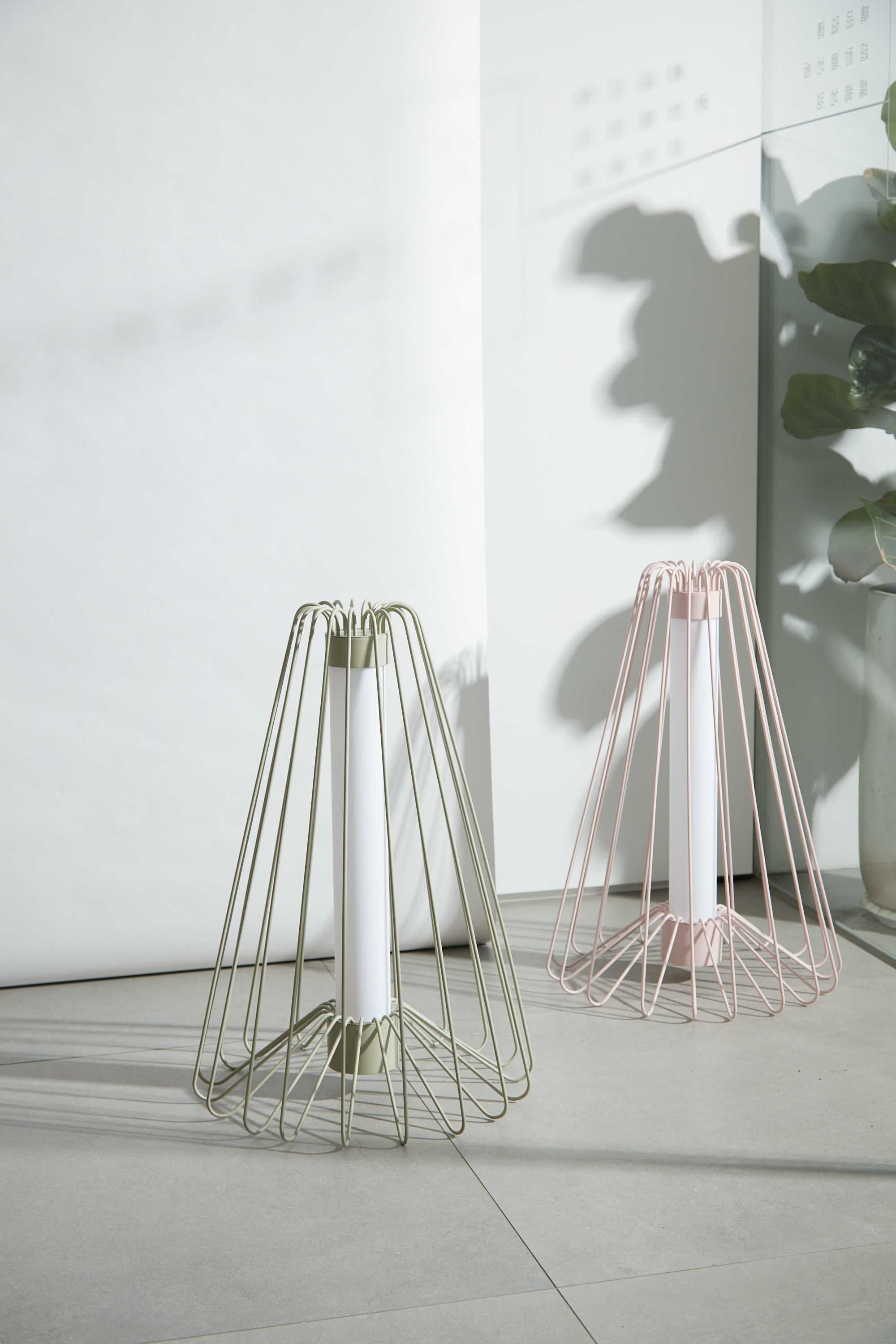 48" x 67" x 48" Pink Steel  Floor Lamp