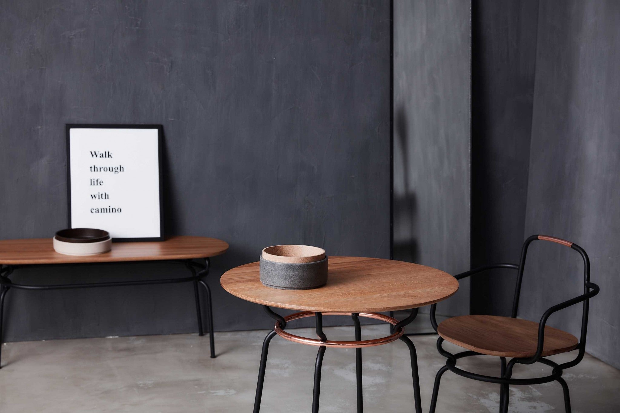41.5" x 63.5" x 47" Black Wood Steel Table