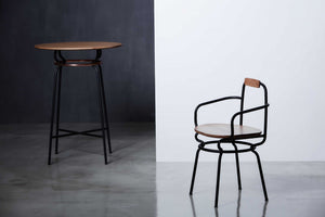41.5" x 63.5" x 47" Black Wood Steel Table