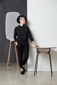 47" x 90.5" x 50" Black Wood Steel Table