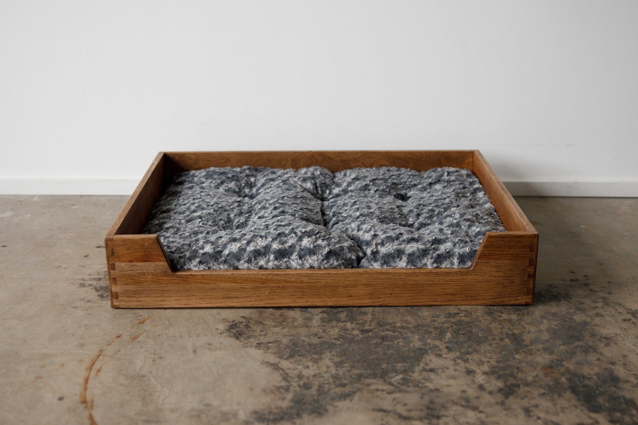 Deluxe Walnut Brown Solid Hickory Dog Bed with Ultra Plush Mattress