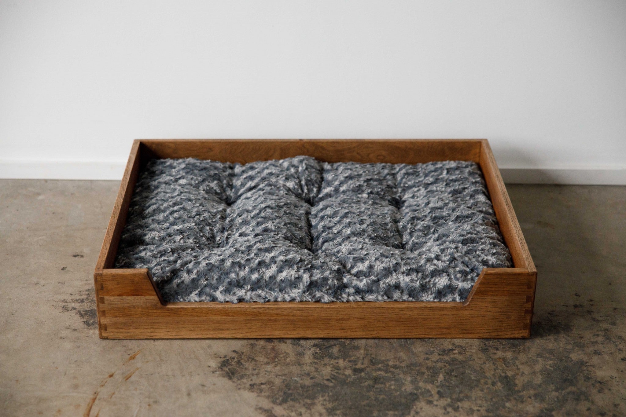 Deluxe Walnut Brown Solid Hickory Dog Bed with Ultra Plush Mattress