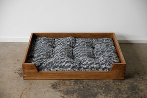 Deluxe Walnut Brown Solid Hickory Dog Bed with Ultra Plush Mattress