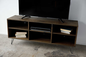 Warm Dark Finish Multi Compartment TV Stand or Media Center