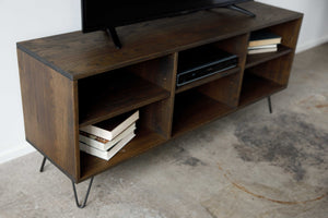 Warm Dark Finish Multi Compartment TV Stand or Media Center
