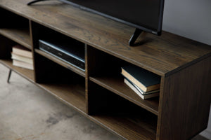 Warm Dark Finish Multi Compartment TV Stand or Media Center