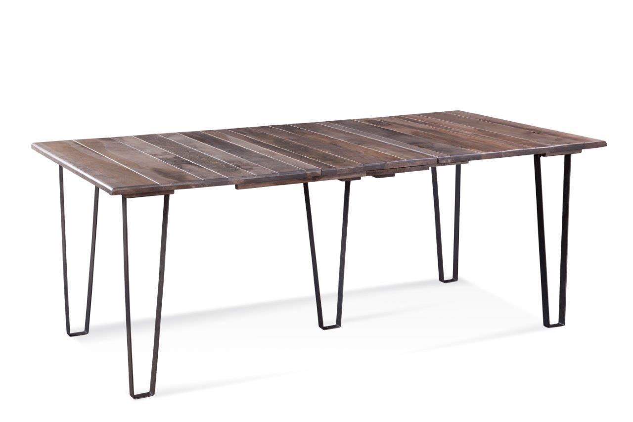 60" X 42" X 30" Ash Gray Rough Cut Maple And Steel Rough Cut with Leaf