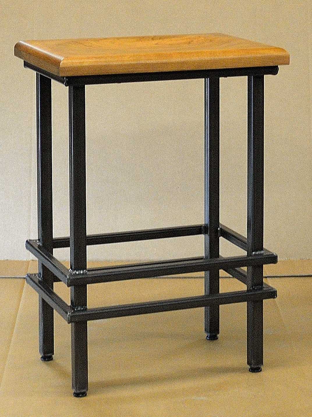 30" Deco Natural Cherry And Black Steel Bar Stool