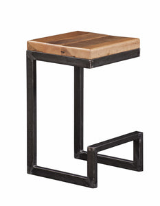 30" Natural Reclaimed Oak And Black Steel  Bar Stool