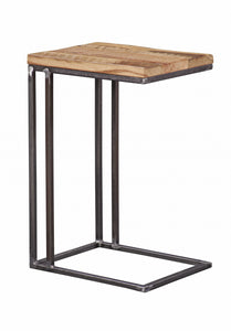 Contemporary Industrial Natural Oak And Steel Side Table