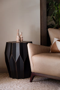 16.4" X 16.4" X 22" Black Wood Accent Table