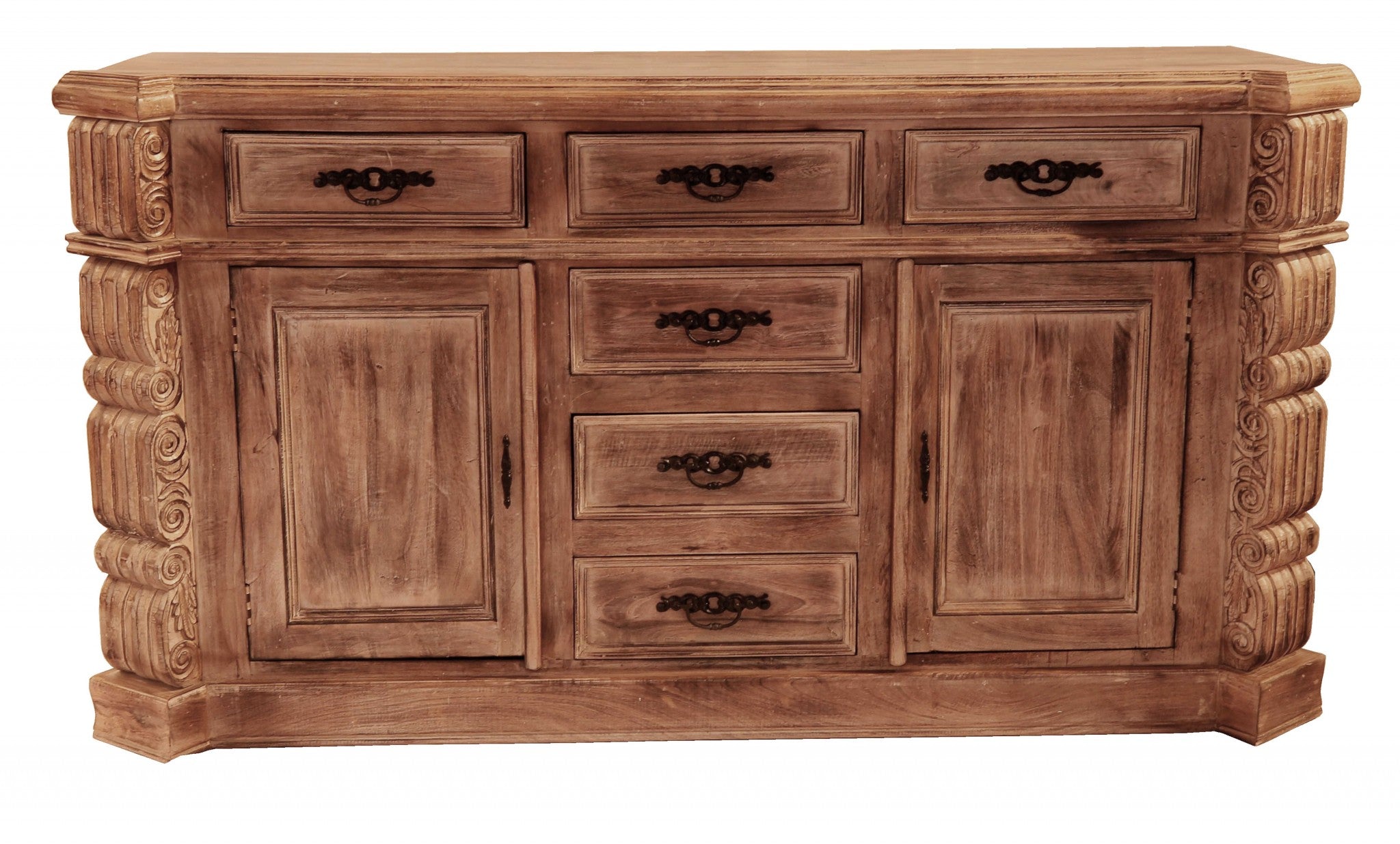 81" X 26" X 45" White Wash Wood Buffet