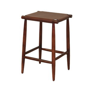 17" X 15.5" X 25.5" Brown  Wood Leather Counter Stool