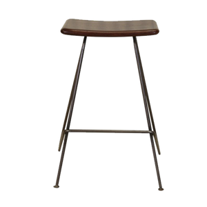 17.2" X 16" X 25" Brown & Black Iron Leather Counter Stool