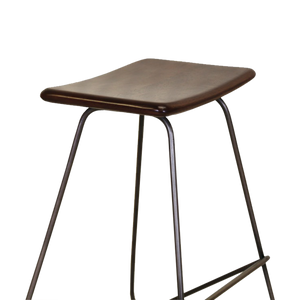 17.2" X 16" X 25" Brown & Black Iron Leather Counter Stool