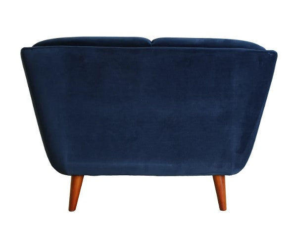 Blue Velvet Finish Blake Chair with Solid Wood Walnut Fluted Legs