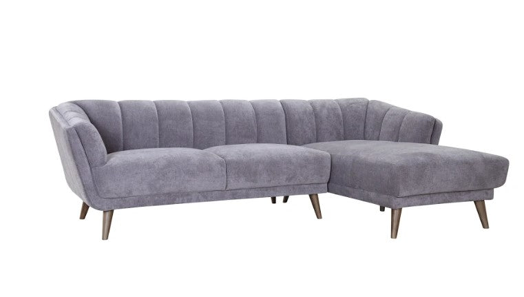 Gray Fabric Finish Sofa with Solid Wood Ash Fluted Legs