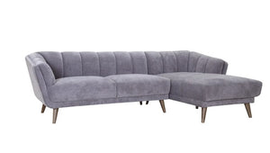 Gray Fabric Finish Sofa with Solid Wood Ash Fluted Legs
