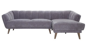 Gray Fabric Finish Sofa with Solid Wood Ash Fluted Legs