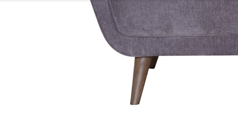 Gray Fabric Finish Sofa with Solid Wood Ash Fluted Legs