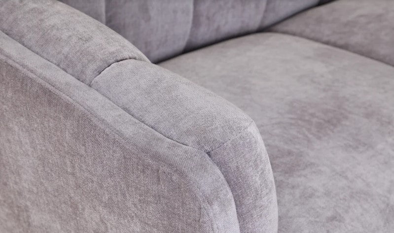 Gray Fabric Finish Sofa with Solid Wood Ash Fluted Legs