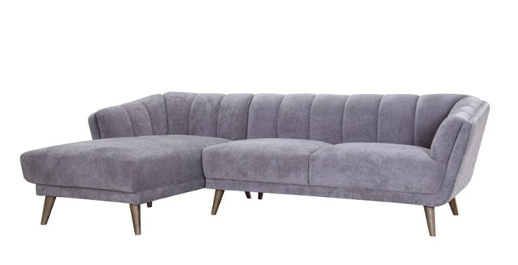 Gray Fabric Finish Sofa with Solid Wood Ash Fluted Legs
