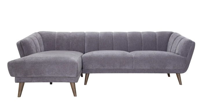 Gray Fabric Finish Sofa with Solid Wood Ash Fluted Legs
