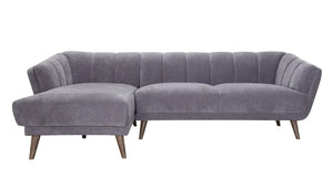 Gray Fabric Finish Sofa with Solid Wood Ash Fluted Legs
