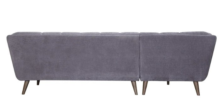 Gray Fabric Finish Sofa with Solid Wood Ash Fluted Legs
