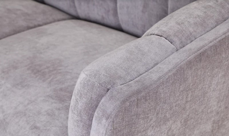 Gray Fabric Finish Sofa with Solid Wood Ash Fluted Legs