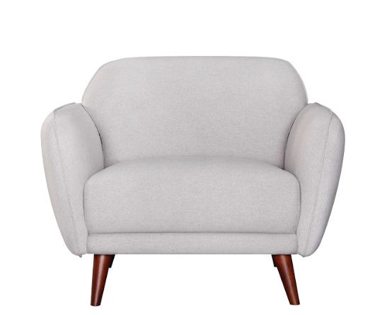 Modern Light Gray Fabric Upholstered Accent Chair with Solid Wood Legs