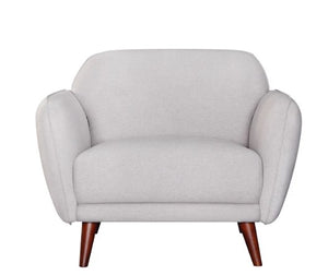 Modern Light Gray Fabric Upholstered Accent Chair with Solid Wood Legs