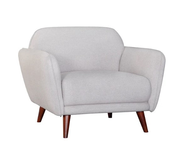 Modern Light Gray Fabric Upholstered Accent Chair with Solid Wood Legs