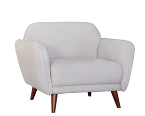 Modern Light Gray Fabric Upholstered Accent Chair with Solid Wood Legs
