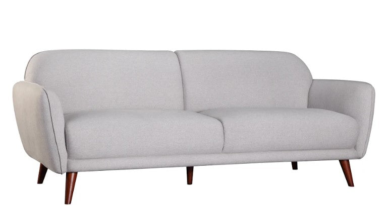 Light Gray Fabric Finish Sofa with Solid Wood Ash Fluted Legs