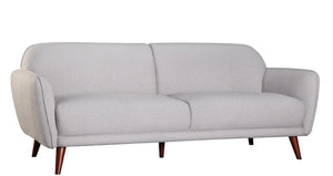 Light Gray Fabric Finish Sofa with Solid Wood Ash Fluted Legs