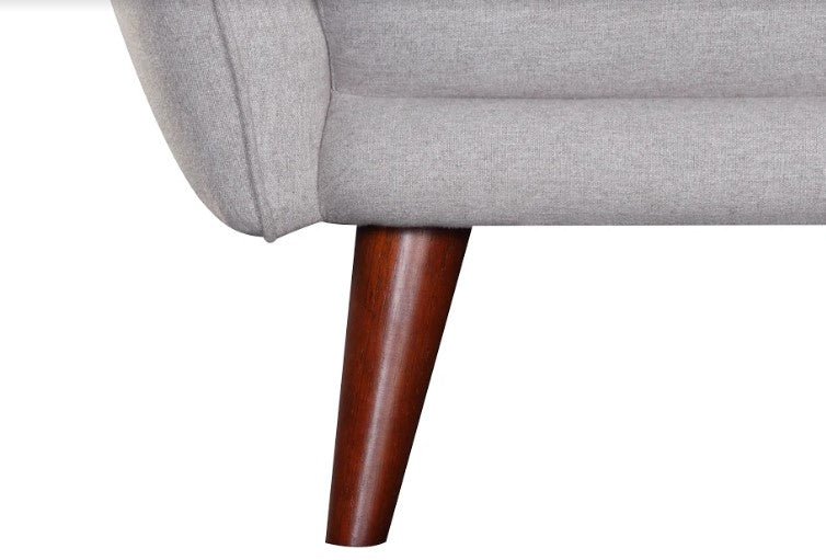 Light Gray Fabric Finish Sofa with Solid Wood Ash Fluted Legs