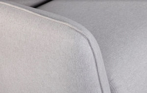 Light Gray Fabric Finish Sofa with Solid Wood Ash Fluted Legs