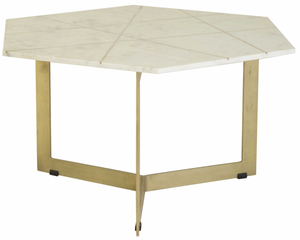 36" X 31" X 18" Antique Brass Iron Marble Coffee Table