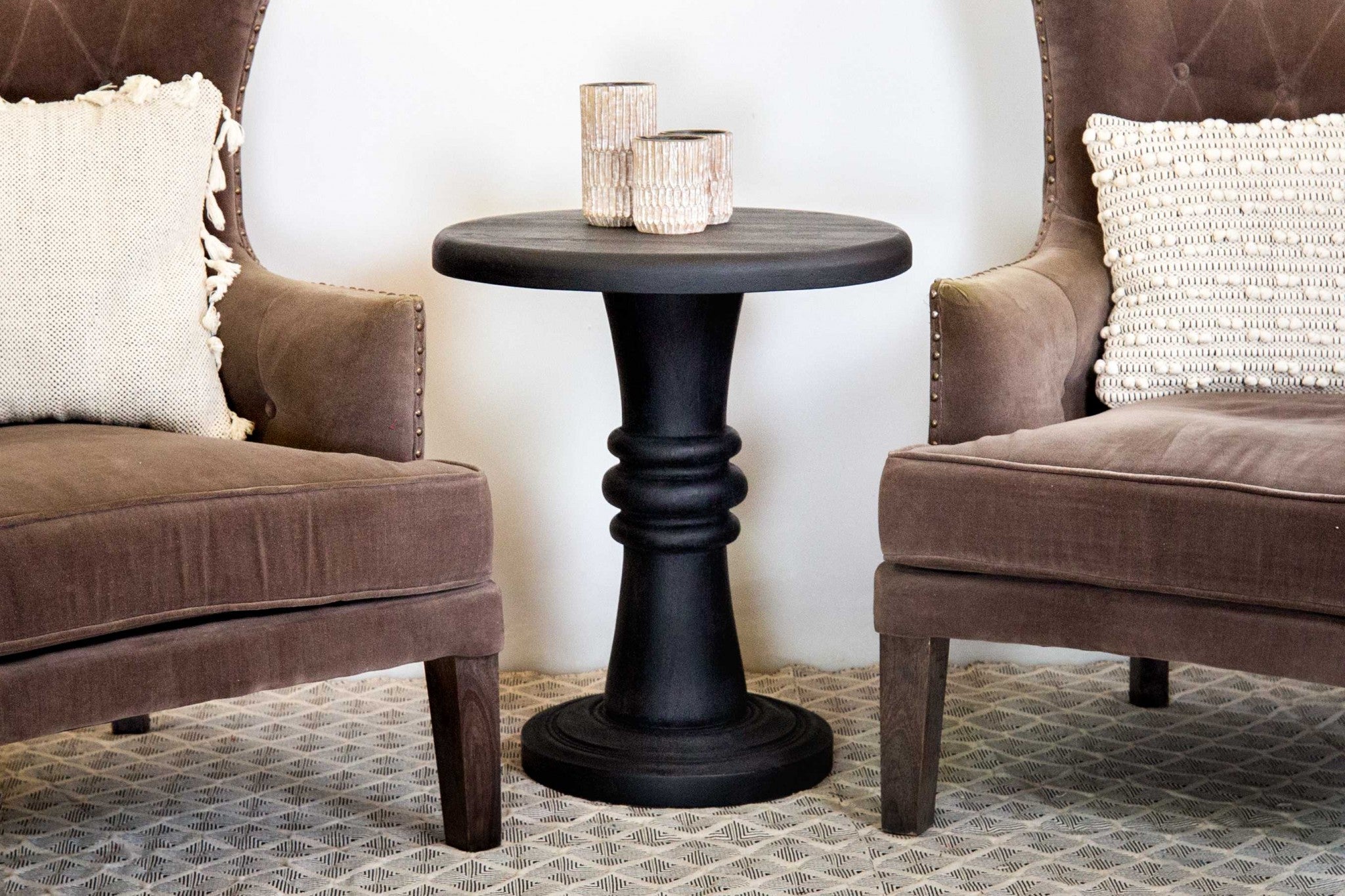24" X 24" X 28" Black Wood Accent Table